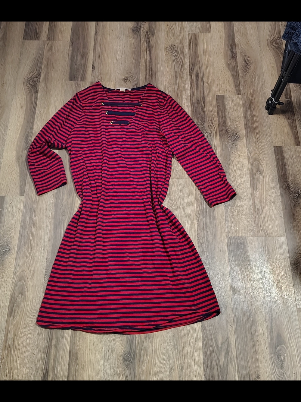 Ladies Small Beachy Nautical Striped Knit Mini Dress